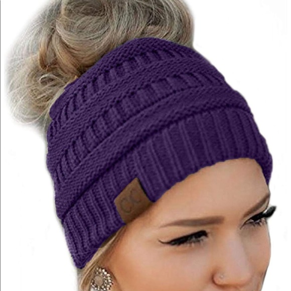Accessories - Messy Bun Beanie Hat. NWOT